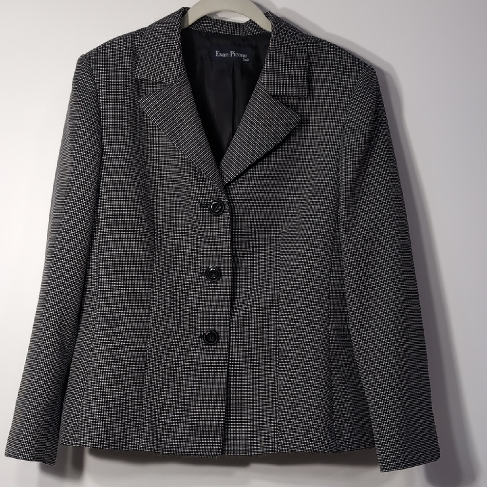 Evan Picone Black White Polkadot Blazer Size XL